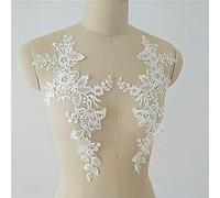 Bene Omnia Corded Embroidery Floral Lace Applique Off White Lace Patch for Bridal Wedding Dress Veil Craft Projects Mirror Pair
