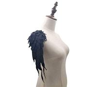 Bene Omnia Guipure Lace Appliques Angel Wing Bodice Lace Applique Sewing on Evening Dancing Dress Wedding Trim Mirror Pair (Black)
