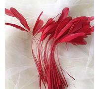 Bene Omnia Natural Loose Stripped Coque Feathers for Millinery & Fascinators Hat Making Headpiece Costume Dyed Rooster Feather 5-7" (#22 Red,10PCS)