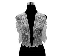 Bene Omnia Organza Lace Appliques Wing Bodice Lace Applique Sewing on Evening Dancing Dress Wedding Trim Mirror Pair (Off White)