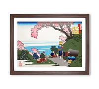 Beneath The Cherry Blossom Tree By Katsushika Hokusai Asian Japanese Framed Print | A3 Walnut Framed Wall Art | Ready to Hang | Asian Floral Picture | Living Room Bedroom Lounge Office