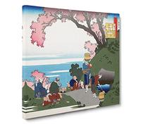 Beneath the Cherry Blossom Tree by Katsushika Hokusai Canvas Print | Gallery Wrapped 30mm Frame Wall Art | 14x14 inches | Ready to Hang | Asian Floral Picture | Living Room Bedroom Lounge Office