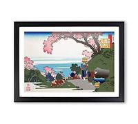Beneath The Cherry Blossom Tree by Katsushika Hokusai Framed Print | A2 Black Framed Wall Art | Ready to Hang | Asian Floral Picture | Living Room Bedroom Lounge Office