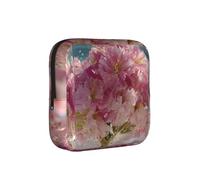Beneath The Cherry Blossoms American Flag Compact Sanitary Napkin Storage Bag for Women - Portable and Stylish with Zipper for Daily Carry