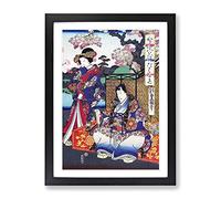 Beneath The Cherry Tree By Utagawa Kunisada Asian Japanese Framed Print | A3 Black Framed Wall Art | Ready to Hang | Asian Floral Picture | Living Room Bedroom Lounge Office