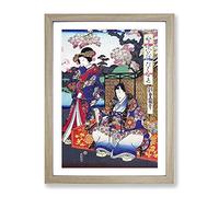 Beneath The Cherry Tree By Utagawa Kunisada Asian Japanese Framed Print | A3 Oak Framed Wall Art | Ready to Hang | Asian Floral Picture | Living Room Bedroom Lounge Office