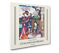 Beneath The Cherry Tree By Utagawa Kunisada Canvas Print | Gallery Wrapped 30mm Frame Wall Art | 14x14 inches | Ready to Hang | Asian Landscape Picture | Living Room Bedroom Lounge Office