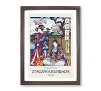 Beneath The Cherry Tree By Utagawa Kunisada Exhibition Museum Asian Japanese Framed Print | A4 Walnut Framed Wall Art | Ready to Hang | Asian Floral Picture | Living Room Bedroom Lounge Office