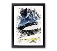 Beneath The Mountains Of Iceland Watercolour Modern Framed Wall Art Print, Ready to Hang Picture for Living Room Bedroom Home Office Décor, Black A3 (34 x 46 cm)