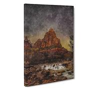 Beneath The Stars In Zion National Park Canvas Print | Gallery Wrapped 30mm Frame Wall Art | 30x20 inches | Ready to Hang | Modern Space Picture | Living Room Bedroom Lounge Office