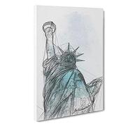 Beneath the Statue of Liberty Canvas Print | Gallery Wrapped 30mm Frame Wall Art | 30x20 inches | Ready to Hang | Contemporary Picture | Living Room Bedroom Lounge Office