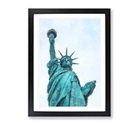 Beneath The Statue Of Liberty Painting Modern Framed Print | A2 Black Framed Wall Art | Ready to Hang | Modern Cityscape Picture | Living Room Bedroom Lounge Office