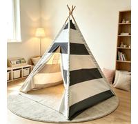 Benebomo Tipi prop Tent, Grey and White Stripes, Teepee Play Tent,India wigwam tent garden Outdoor,Indoor Playhouse,43 * 43 * 55in