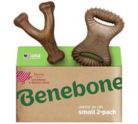 Benebone 2-Pack Dental Chew/Wishbone for Aggressive Chewers, Long Lasting Tough Boredom Breaker for Dogs, REAL Bacon Flavour, For Small Dogs, Made in the USA.