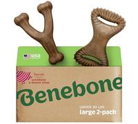 Benebone 2-Pack Dental Chew/Wishbone for Aggressive Chewers, Long Lasting Tough Boredom Breaker for Dogs, Real Bacon Flavour, For Large Dogs, Made in the USA.