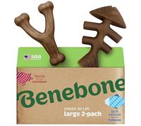 Benebone 2-Pack Fishbone/Wishbone Dog Chew Toys, Long Lasting Tough Boredom Breaker for Dogs, REAL Salmon and REAL Bacon Flavour, For Large Dogs, Made in USA