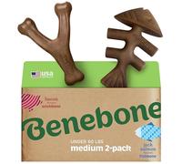 Benebone 2-Pack Indestructible Fishbone/Wishbone Dog Chew Toys, Long Lasting Tough Boredom Breaker for Dogs, Real Salmon and Real Bacon Flavour, For Medium Dogs, Made in USA