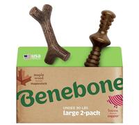 Benebone 2-Pack Indestructible Maplestick/Zaggler for Aggressive Chewers, Long Lasting Tough Boredom Breaker for Dogs, Real Bacon and Maple Wood Flavour, For Large Dogs, Made in the USA.