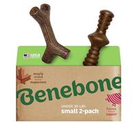 Benebone 2-Pack Indestructible Maplestick/Zaggler for Aggressive Chewers, Long Lasting Tough Boredom Breaker for Dogs, Real Bacon and Maple Wood Flavour, For Small Dogs, Made in the USA.