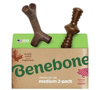 Benebone 2-Pack Maplestick/Zaggler for Aggressive Chewers, Long Lasting Tough Boredom Breaker for Dogs, Real Bacon and Maple Wood Flavour, For Medium Dogs, Made in the USA.