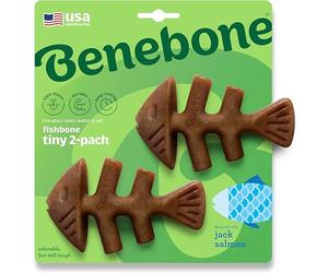 Benebone Durable Fishbone Dog Chew Toy for Aggressive Chewers, Jack Salmon, Tiny 2-Pack, Made in USA