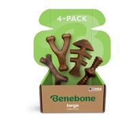 Benebone Indestructible Dog Chew Toy Gift Box for Aggressive Chewers with Wishbone, Fishbone, Stick & Zaggler, Long Las