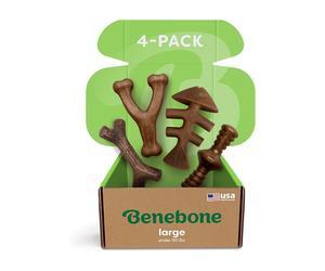 Benebone Indestructible Dog Chew Toy Gift Box for Aggressive Chewers with Wishbone, Fishbone, Stick & Zaggler, Long Las