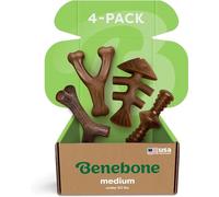 Benebone Medium 4-Pack Dog Toys for Aggressive Chewers - Under 60 lbs | Durable, Multipack, Super Chewer, Made in USA, Dog Bones, Long-Lasting, A Size for Every Dog, Keeps Them Busy