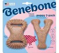 Benebone Puppy Tiny 2-Pack Indestructible Dental Chew/Wishbone for Aggressive Chewers, Long Lasting Teething Boredom Breaker for Puppies, Real Bacon Flavour, For XS Dogs, Made in the USA