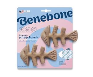 Benebone Puppy Fishbone Dog Chew Toys, Softer for Modest Chewers | Made in USA, Dog Bones, Puppy Toys, Puppy Teething Toys, Long-Lasting, Keeps Them Busy