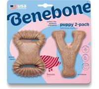 Benebone Puppy Tiny 2-Pack Indestructible Dental Chew/Wishbone for Aggressive Chewers, Long Lasting Teething Boredom Breaker for Puppies, Real Bacon Flavour, For XS Dogs, Made in the USA