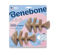 Benebone Puppy Tiny 2-Pack Indestructible Fishbone for Modest Chewers, Teething Boredom Breaker for Puppies, Real Jack Salmon Flavour, For Extra Small Dogs, Made in the USA