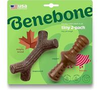 Benebone Tiny 2-Pack Maplestick/Zaggler for Aggressive Chewers, Long Lasting Tough Boredom Breaker for Dogs, Real Bacon and Maple Wood Flavour, For Extra Small Dogs, Made in the USA.