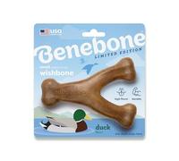 Benebone Wishbone Durable Dog Chew Toy for Aggressive Chewers, Duck, Made in USA, Small