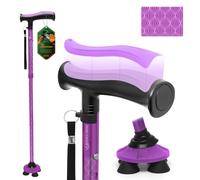 BeneCane Walking Stick for Men and Women, Folding Walking Stick for Seniors, Quadruple Cane, Adjustable Lightweight Heavy Duty Folding Cane with Soft TPR T-Handle and Travel Bag