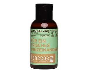 BenecosBIO Mini Shower Gel 2-in-1 Organic Mint Skin & Hair for a Fresh Mint Another - Vegan - Recycled Plastic