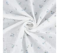 BENECREAT 1.5m x 135cm/1.6 Yard x 53 Inch Double Gauze Cotton Fabric, Blue Flower Pattern Cotton Fabric for Crafts, Home Decor, Photoshoots, DIY Projects