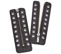 BENECREAT 1 Pair PU Leather Zipper Boot Laces, Black 8 Eyelets Boot Zipper Inserts Tieless Shoe Laces for Boots and Shoes, 15.7x5.35cm, Hole: 5mm