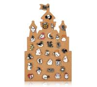 BENECREAT 10.2x8.5 Inch/ 25.9x21.7cm Castle Pin Board Corkboard, Wooden Brooch Display Board with Soft Cork Surface, Wall Mounted Jewelry Collection Tray for Home Office School Decor