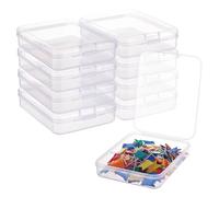 BENECREAT 10 Pack 12x9.3x2.8cm Clear Rectangle Plastic Storage Box Bead Storage Containers with Lids for Cards, Clips and Other Craft Accessories