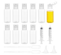 BENECREAT 10 Pack 30ml Travel Squeeze Bottles, Refillable Flip Top Bottles PET Toiletries Containers Sample Bottles with Dropper and Hopper for Makeup Foundation, Shampoo Toner Cosmetic