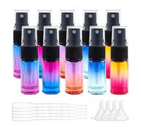 BENECREAT 10 Pack 5ml Gradient Color Glass Spray Bottle with Dust Cap Mini Fine Mist Atomisers with 10PCS droppers and 4PCS Hoppers for Perfume Dispenser Cosmetic Makeup