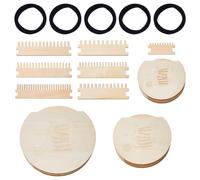 BENECREAT 10 Pack Mini Weaving Loom Set - Wooden Craft Loom (Half Round & Rectangular), 6 Nylon Elastic Bands for Socks, Hats, Clothes Repair