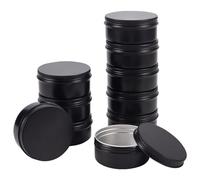BENECREAT 10 Pcs 150ml Aluminum Tin Jars, Round Aluminum Tin Cans Cosmetic Containers with Screw Lid for DIY Crafts Travel Storage Cream Tins-Black