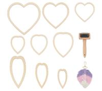 BENECREAT 10 Pieces Macrame Accessories Set - Wooden Leaf Shape Macrame Cutters - 9 Pieces 3 Styles Cutting Dies and 1 Stainless Steel Comb for Making Macrame Feather Tassels