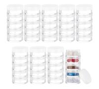 BENECREAT 10 Set 5 Stackable Cosmetic Containers, Bead Storage Containers, Bead Screw Stacking Jarssmall Cosmetic Sample Bottle for Glitter Painting Lotion, 3.7x8.3cm