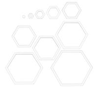 BENECREAT 10 Sizes Hexagon Quilting Template, Acrylic Intricate Sewing Machine Ruler, Transparent Pressure Plate Router Template for DIY Hand Patchwork Cutting Craft