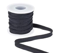 BENECREAT 10 Yards Black Cord-Edge Piping Trim, 10mm Wide Flat Twisted Lip Cord Braid Ribbon for Dress Costume Sewing, Home Textile Decoration, 2mm Thick