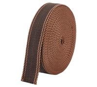 BENECREAT 10 Yards Polycotton Striped Webbing, 1-1/4 inch Wide Brown Stripe Edge Ribbon Flat Sewing Webbing Woven Ribbon for Bag Handles, Belts, Sewing