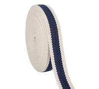 BENECREAT 10 Yards Striped Polyester Webbing, 32 mm Wide Midnight Blue Fabric Ribbon Trim Flat Polyester Cotton Fabric for Bag Handles, Belts, Sewing